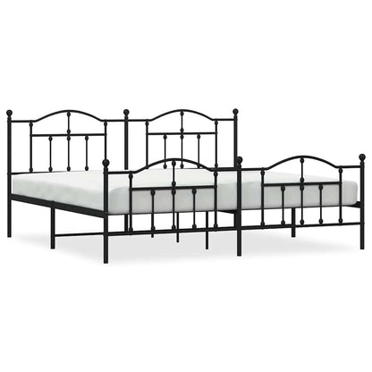 Giroletto con Testiera e Pediera Metallo Nero 193x203 cm | homemem39