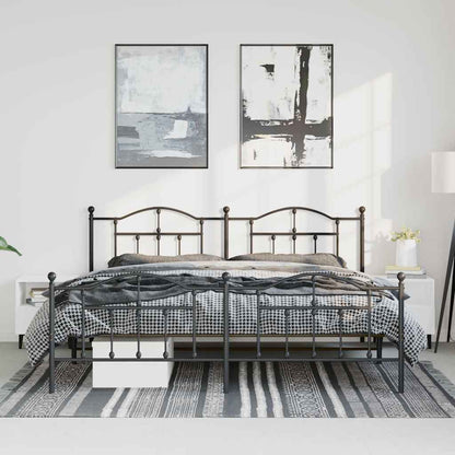 Giroletto con Testiera e Pediera Metallo Nero 193x203 cm