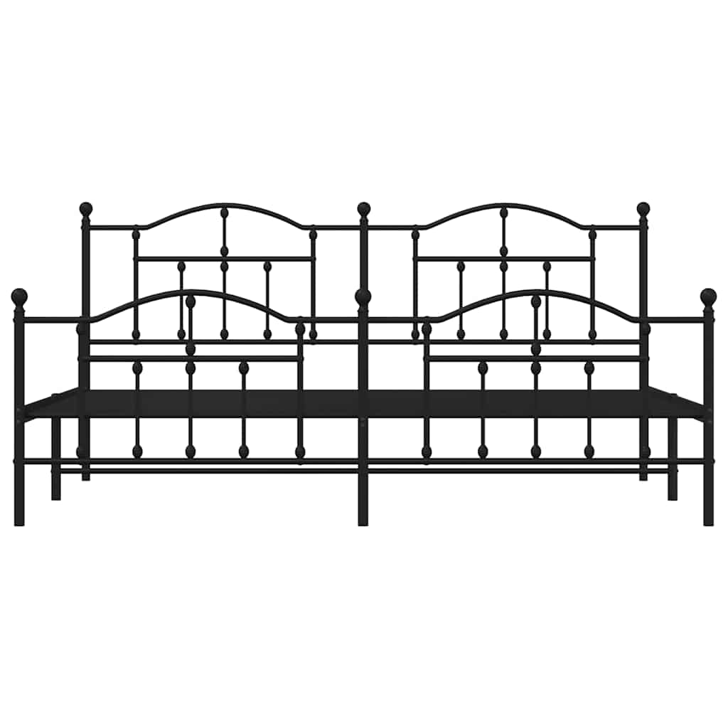 Giroletto con Testiera e Pediera Metallo Nero 193x203 cm | homemem39