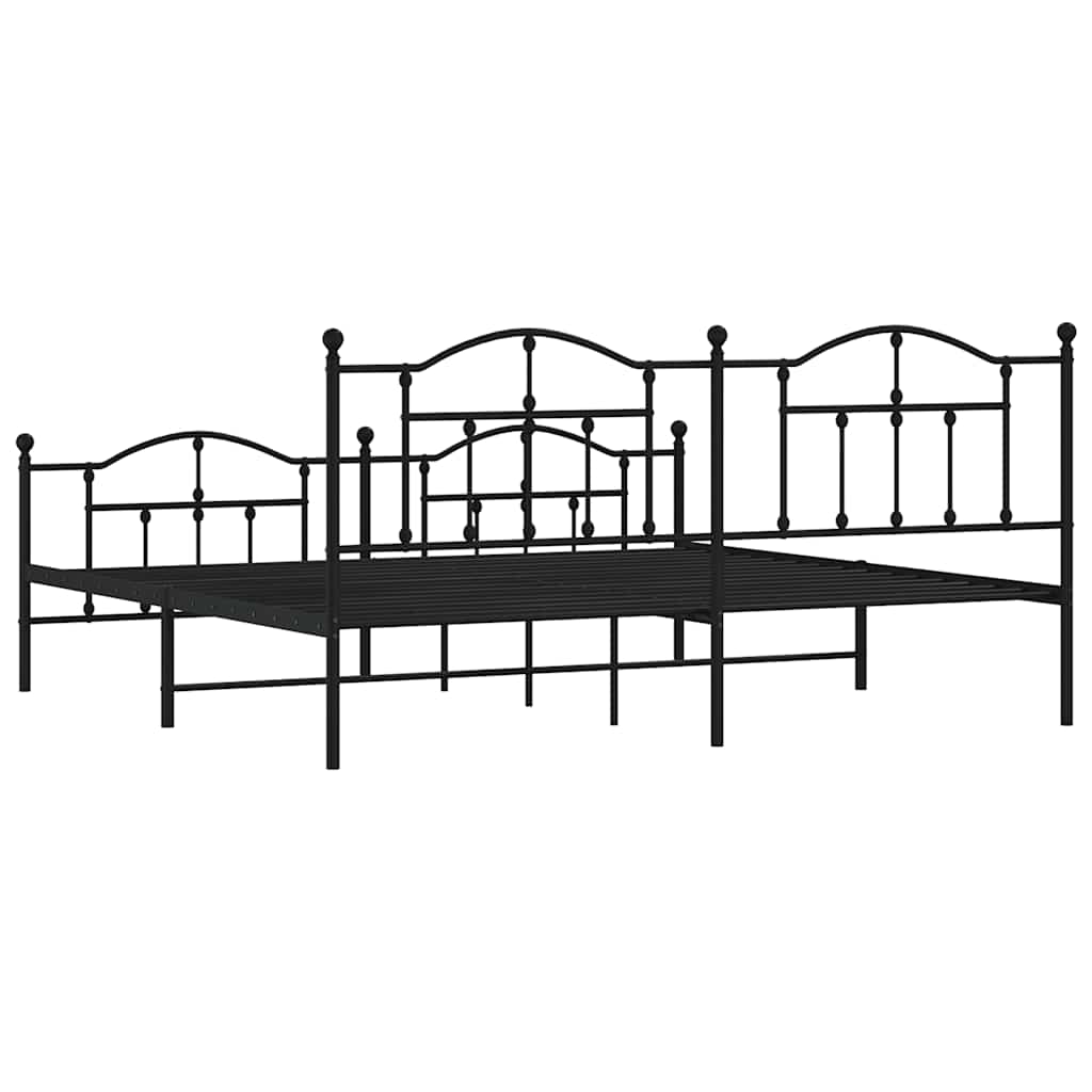 Giroletto con Testiera e Pediera Metallo Nero 193x203 cm | homemem39