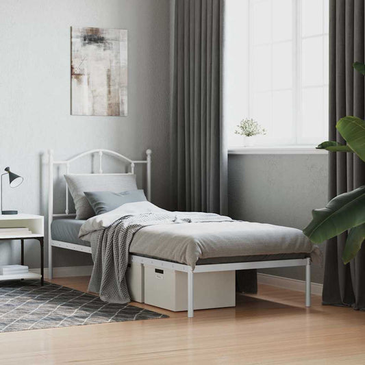 Giroletto con Testiera Metallo Bianco 90x190 cm | homemem39
