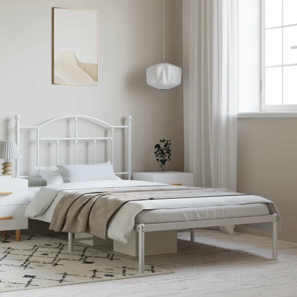 Giroletto con Testiera Metallo Bianco 100x190 cm | homemem39