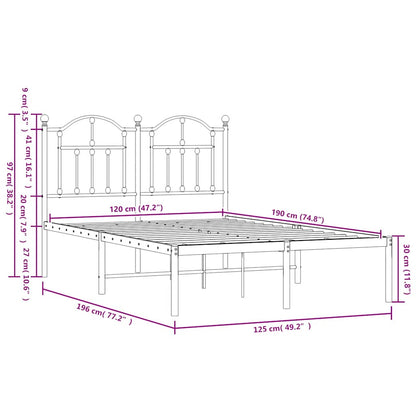 Giroletto con Testiera Metallo Bianco 120x190 cm