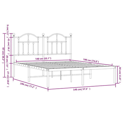 Giroletto con Testiera Metallo Bianco 140x190 cm | homemem39