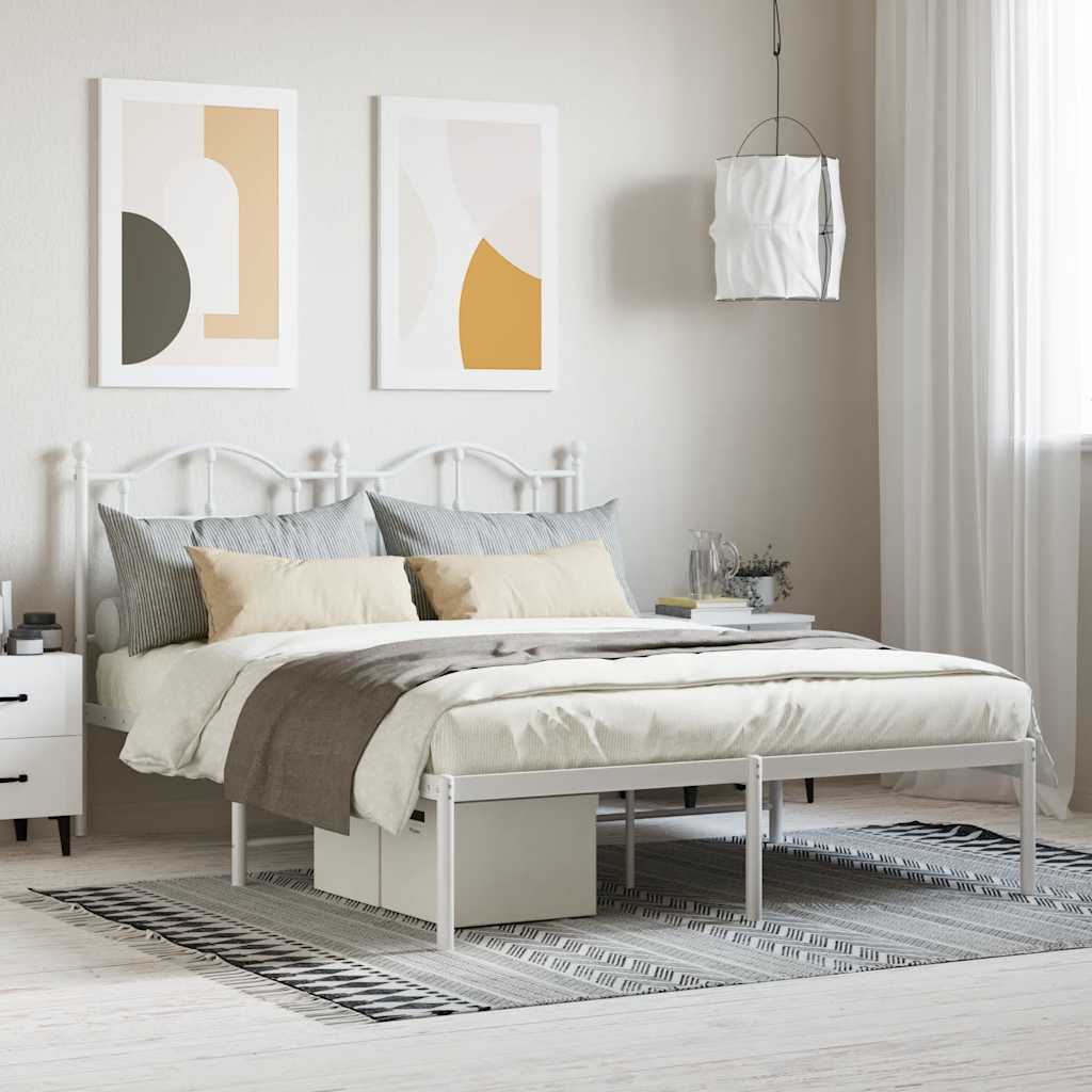 Giroletto con Testiera Metallo Bianco 140x190 cm | homemem39