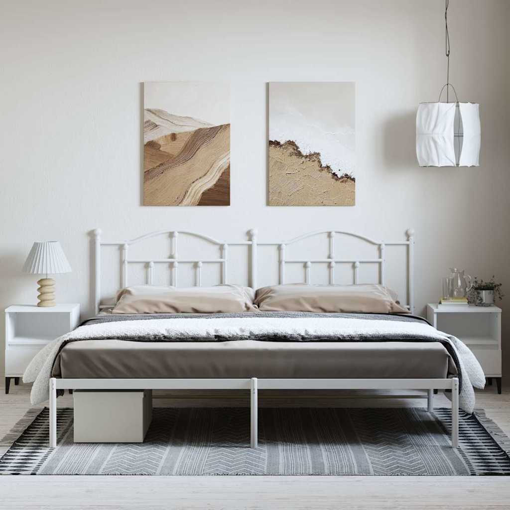 Giroletto con Testiera Metallo Bianco 193x203 cm