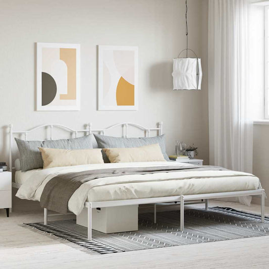Giroletto con Testiera Metallo Bianco 200x200 cm | homemem39