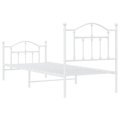 Giroletto con Testiera e Pediera Metallo Bianco 80x200 cm - homemem39