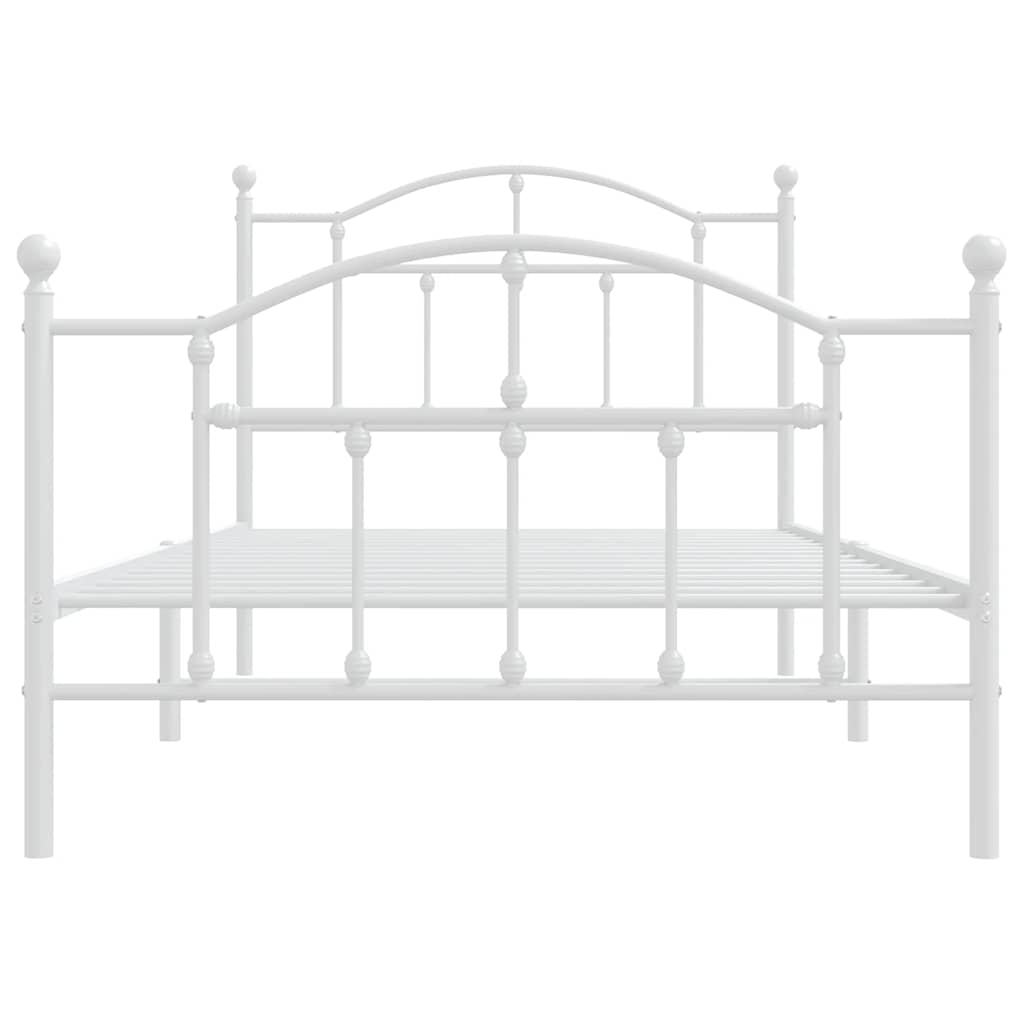 Giroletto con Testiera e Pediera Metallo Bianco 100x190 cm