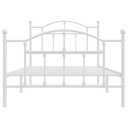 Giroletto con Testiera e Pediera Metallo Bianco 100x190 cm