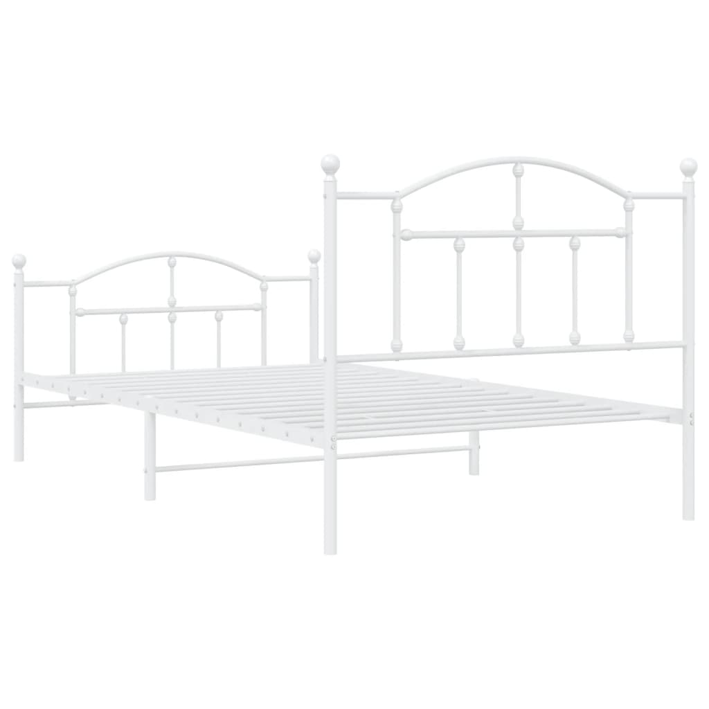 Giroletto con Testiera e Pediera Metallo Bianco 107x203 cm | homemem39