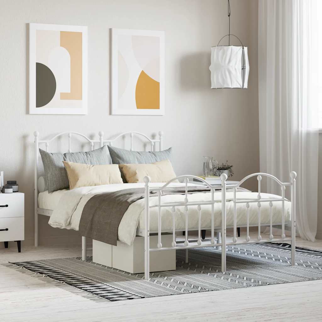 Giroletto con Testiera e Pediera Metallo Bianco 120x190 cm | homemem39