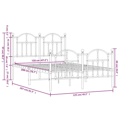 Giroletto con Testiera e Pediera Metallo Bianco 120x200 cm | homemem39