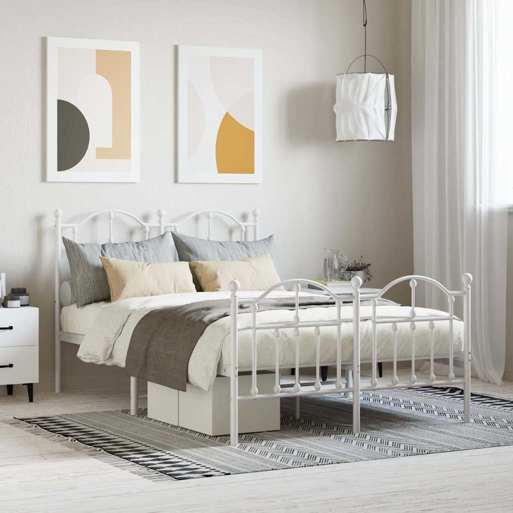 Giroletto con Testiera e Pediera Metallo Bianco 120x200 cm | homemem39