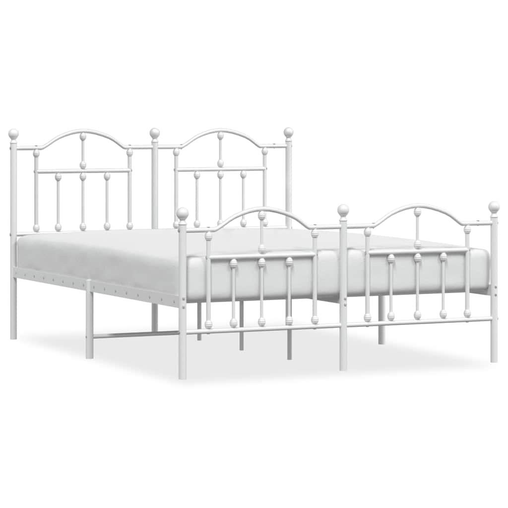 Giroletto con Testiera e Pediera Metallo Bianco 135x190 cm | homemem39