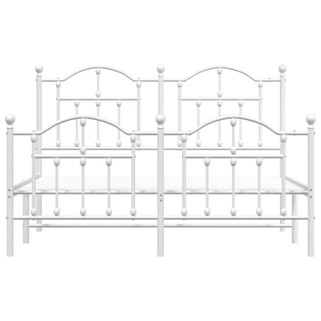 Giroletto con Testiera e Pediera Metallo Bianco 135x190 cm | homemem39