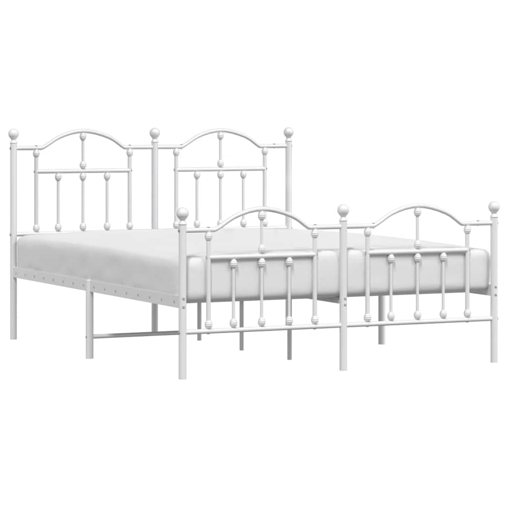 Giroletto con Testiera e Pediera Metallo Bianco 135x190 cm | homemem39
