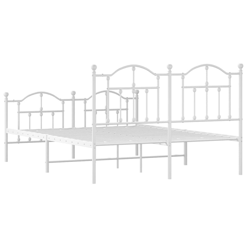 Giroletto con Testiera e Pediera Metallo Bianco 135x190 cm | homemem39