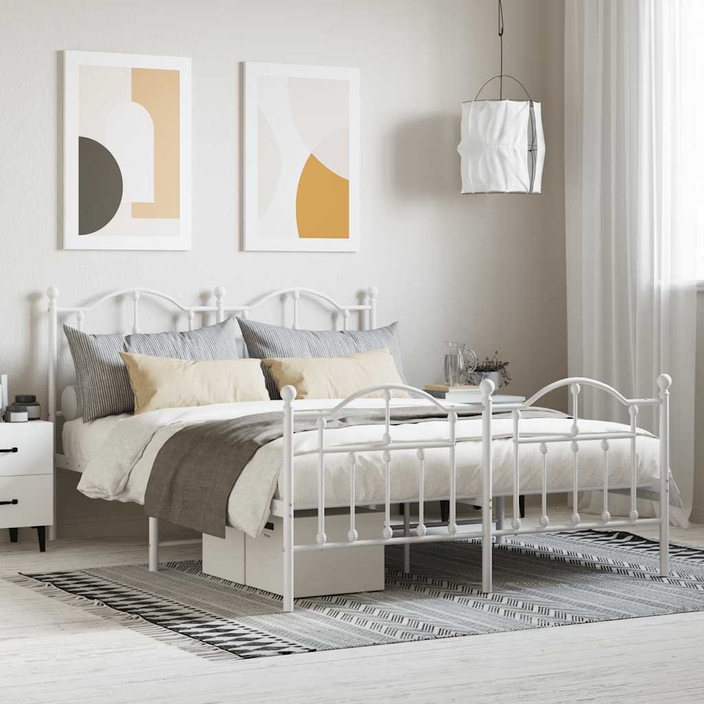 Giroletto con Testiera e Pediera Metallo Bianco 140x190 cm | homemem39