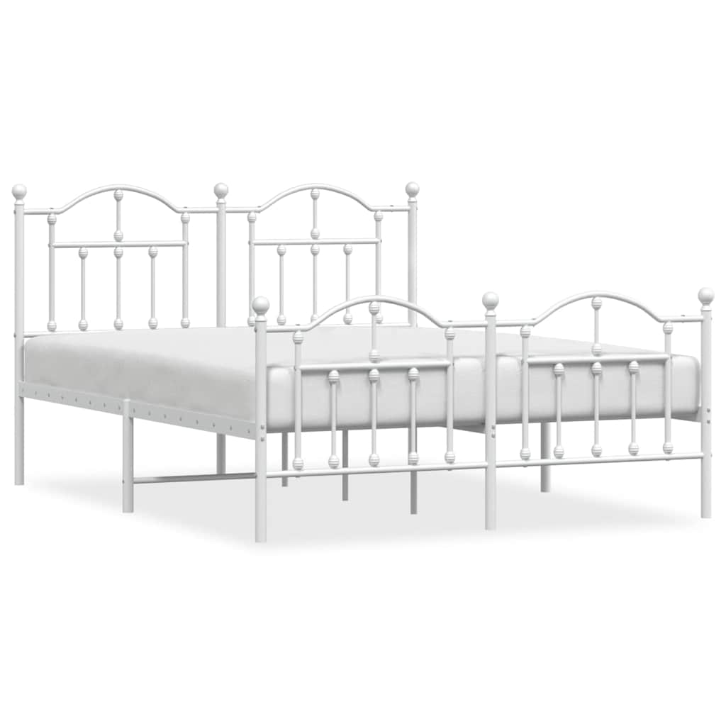 Giroletto con Testiera e Pediera Metallo Bianco 140x200 cm | homemem39