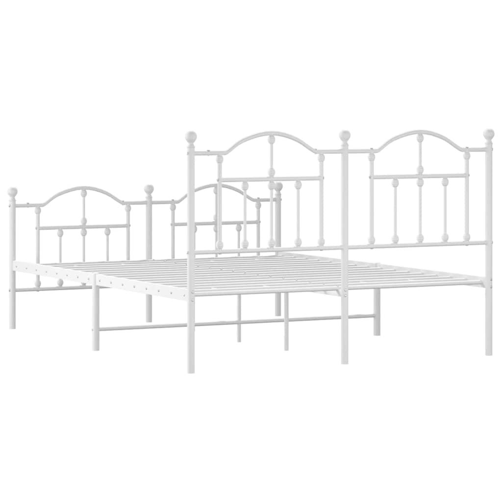 Giroletto con Testiera e Pediera Metallo Bianco 140x200 cm | homemem39