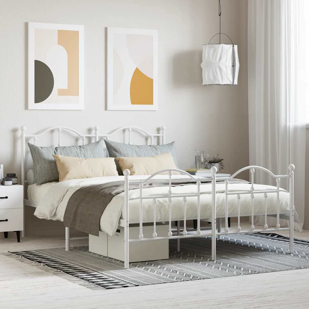 Giroletto con Testiera e Pediera Metallo Bianco 140x200 cm | homemem39