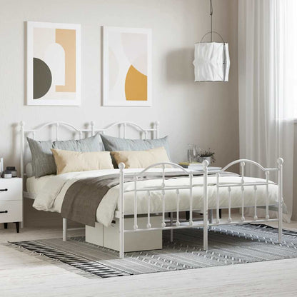 Giroletto con Testiera e Pediera Metallo Bianco 140x200 cm | homemem39