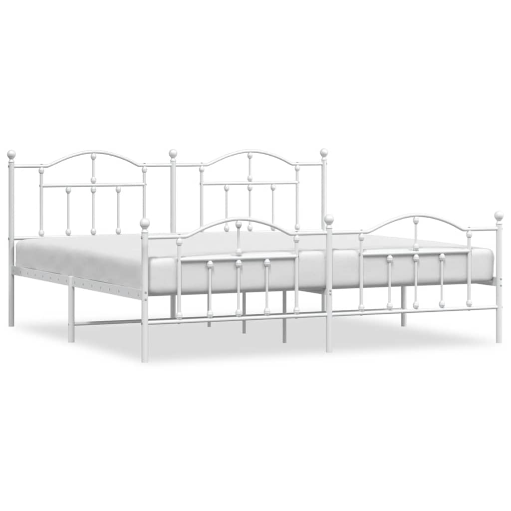 Giroletto con Testiera e Pediera Metallo Bianco 193x203 cm | homemem39