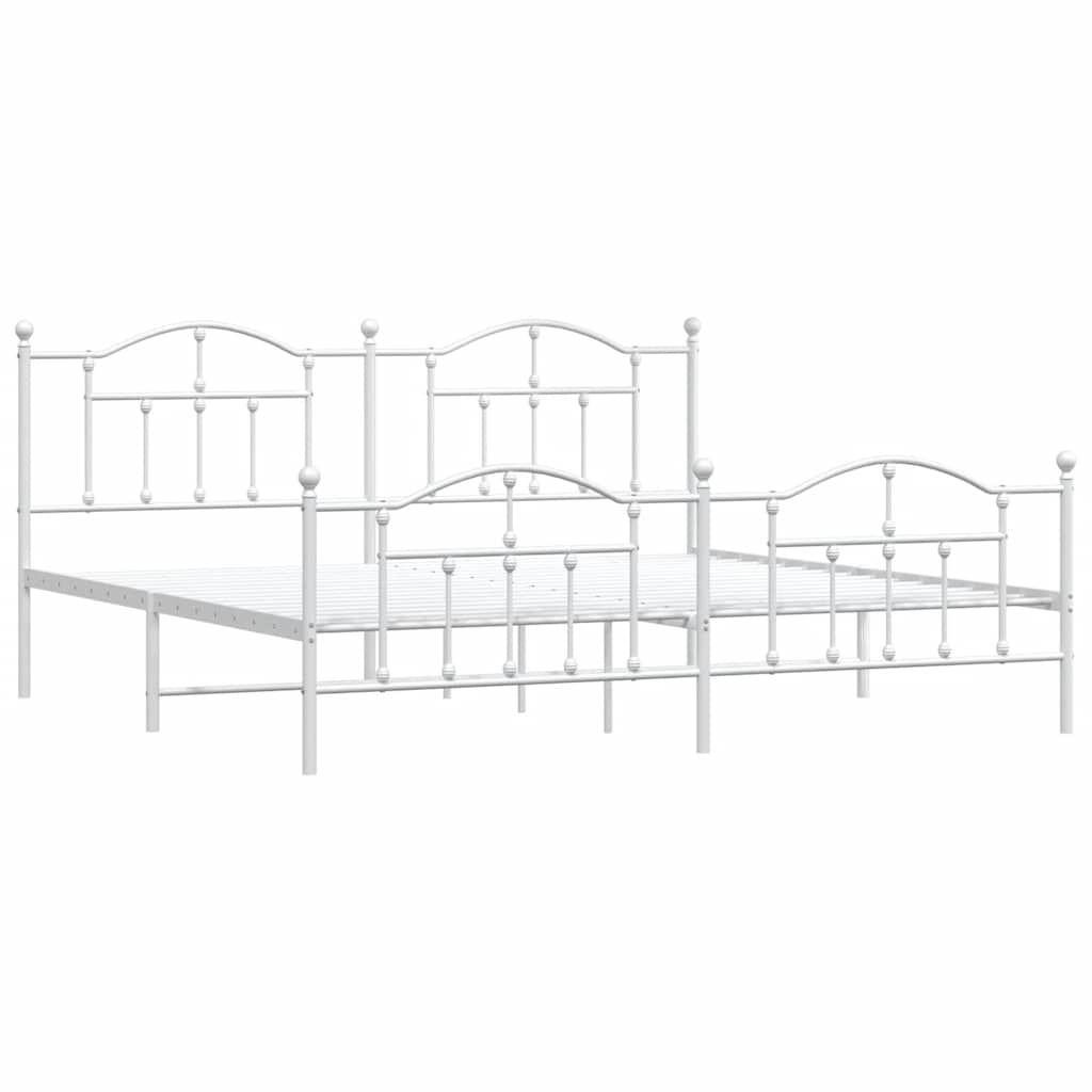 Giroletto con Testiera e Pediera Metallo Bianco 193x203 cm | homemem39