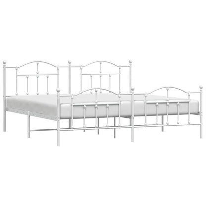 Giroletto con Testiera e Pediera Metallo Bianco 193x203 cm | homemem39