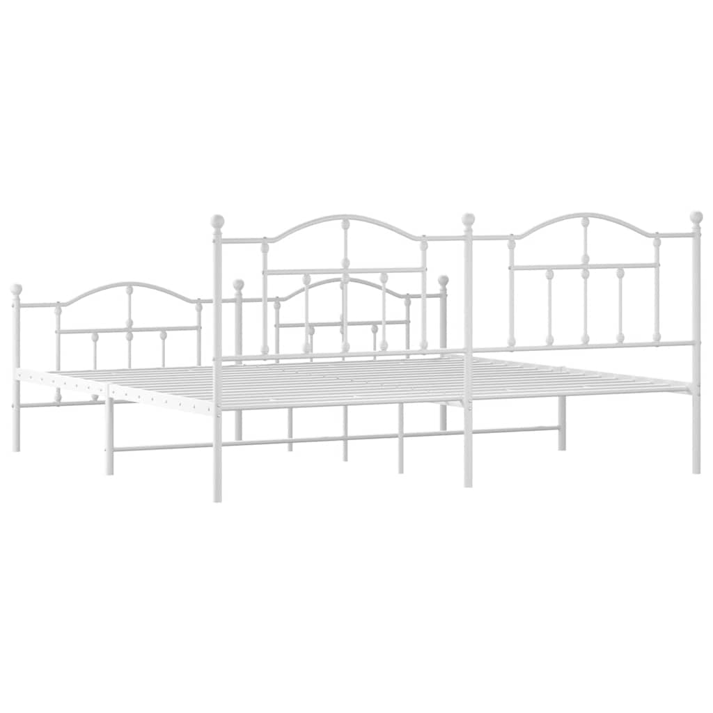 Giroletto con Testiera e Pediera Metallo Bianco 193x203 cm | homemem39