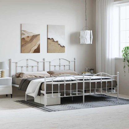 Giroletto con Testiera e Pediera Metallo Bianco 193x203 cm | homemem39