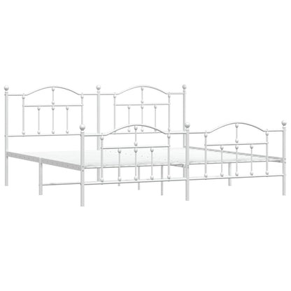 Giroletto con Testiera e Pediera Metallo Bianco 200x200 cm | homemem39