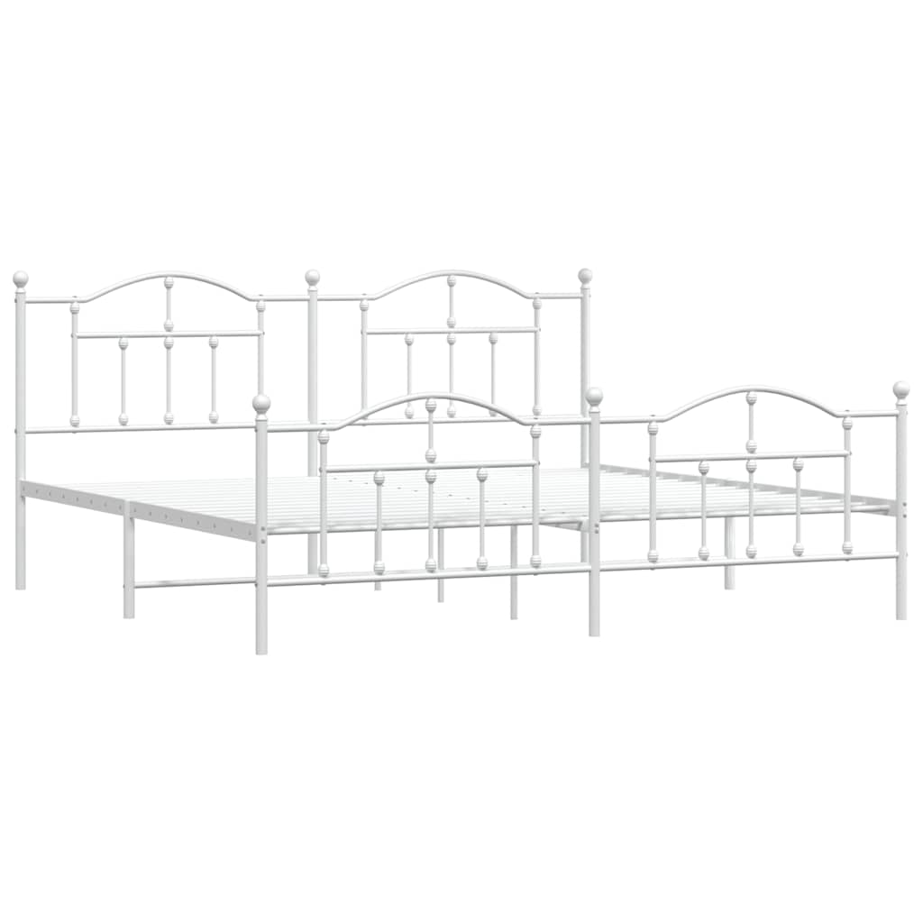Giroletto con Testiera e Pediera Metallo Bianco 200x200 cm