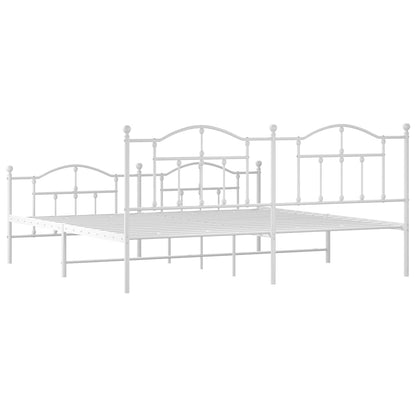 Giroletto con Testiera e Pediera Metallo Bianco 200x200 cm | homemem39