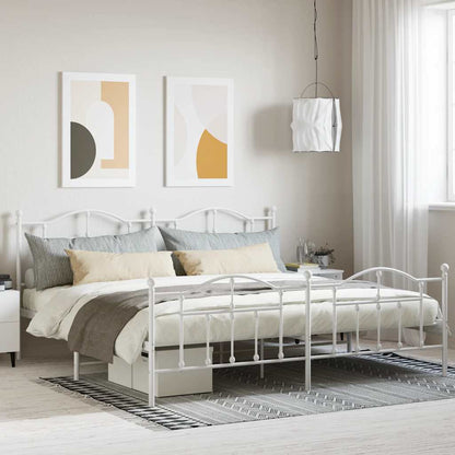Giroletto con Testiera e Pediera Metallo Bianco 200x200 cm | homemem39