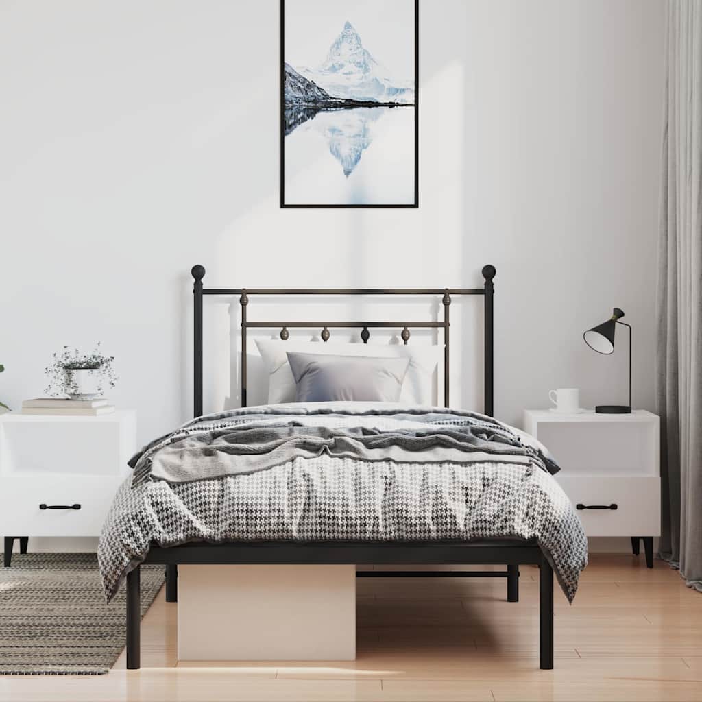 Giroletto con Testiera in Metallo Nero 100x190 cm | homemem39