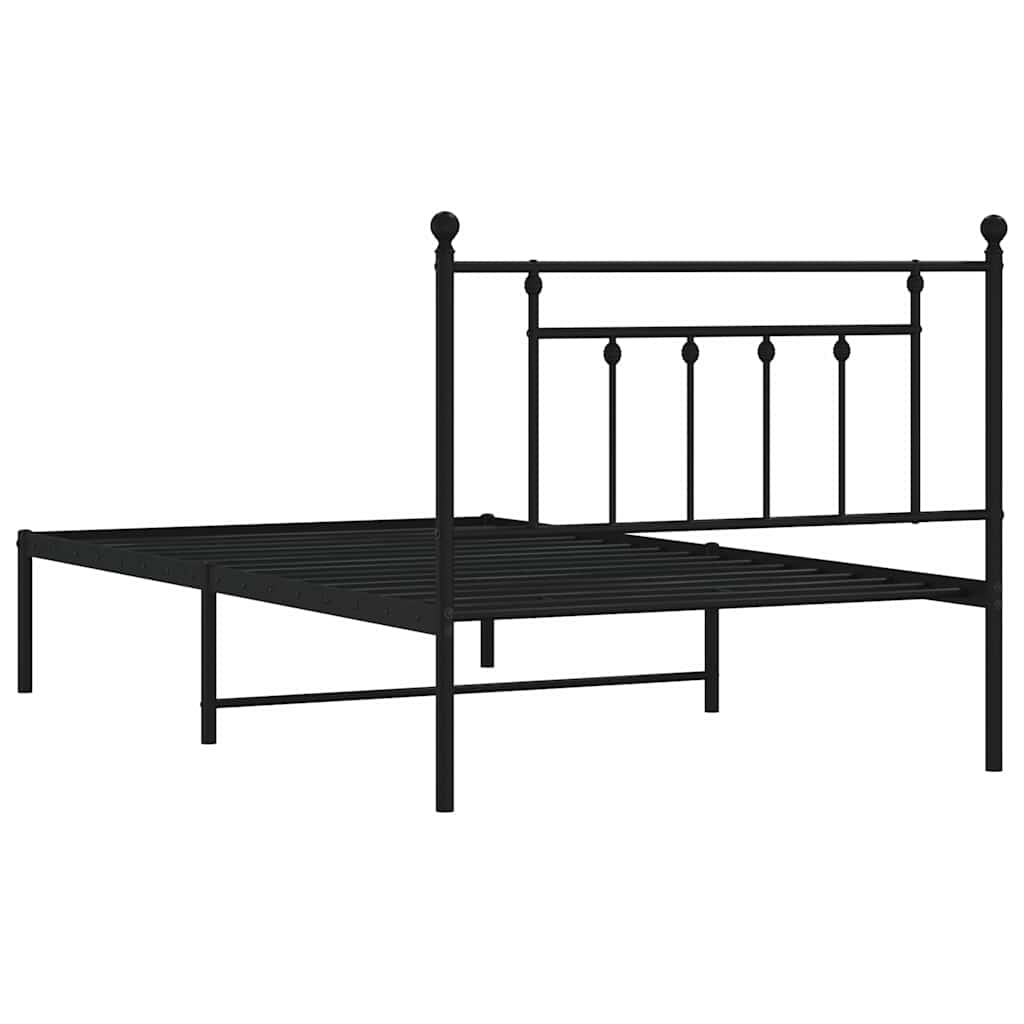 Giroletto con Testiera Metallo Nero 100x200 cm