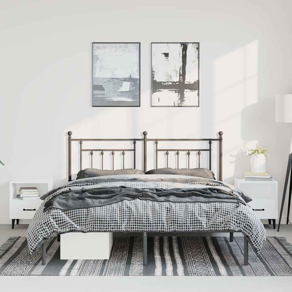 Giroletto con Testiera in Metallo Nero 135x190 cm