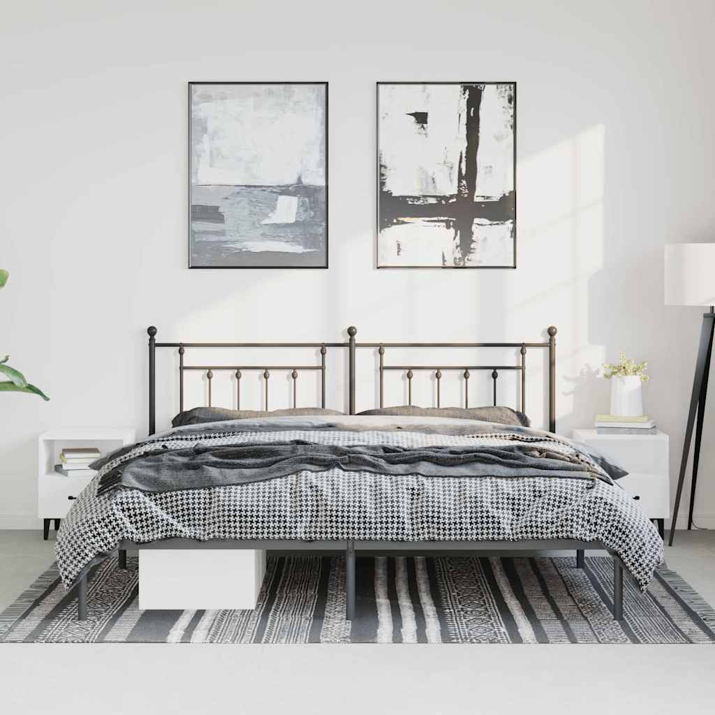 Giroletto con Testiera in Metallo Nero 183x213 cm | homemem39