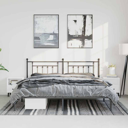 Giroletto con Testiera in Metallo Nero 183x213 cm | homemem39