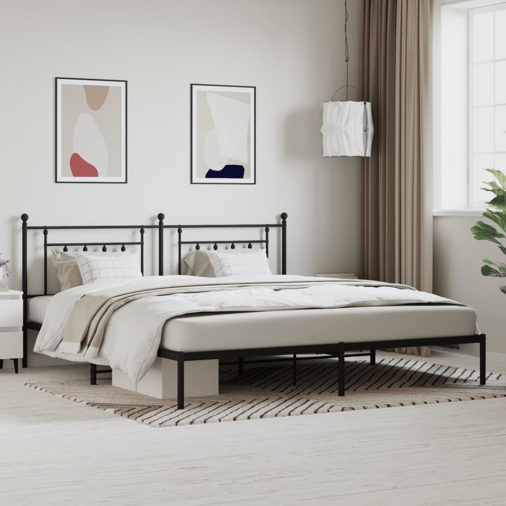Giroletto con Testiera in Metallo Nero 200x200 cm | homemem39