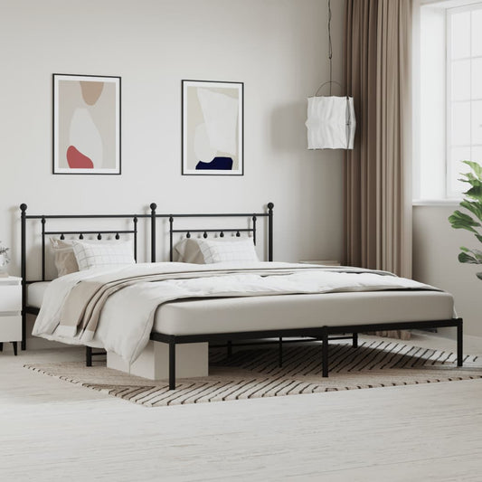 Giroletto con Testiera in Metallo Nero 200x200 cm | homemem39