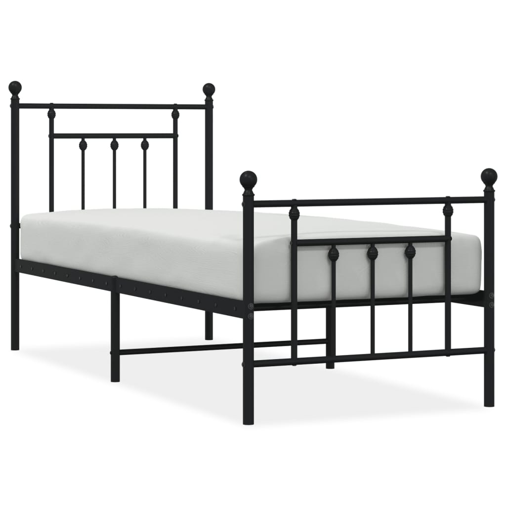 Giroletto con Testiera e Pediera Metallo Nero 75x190 cm | homemem39