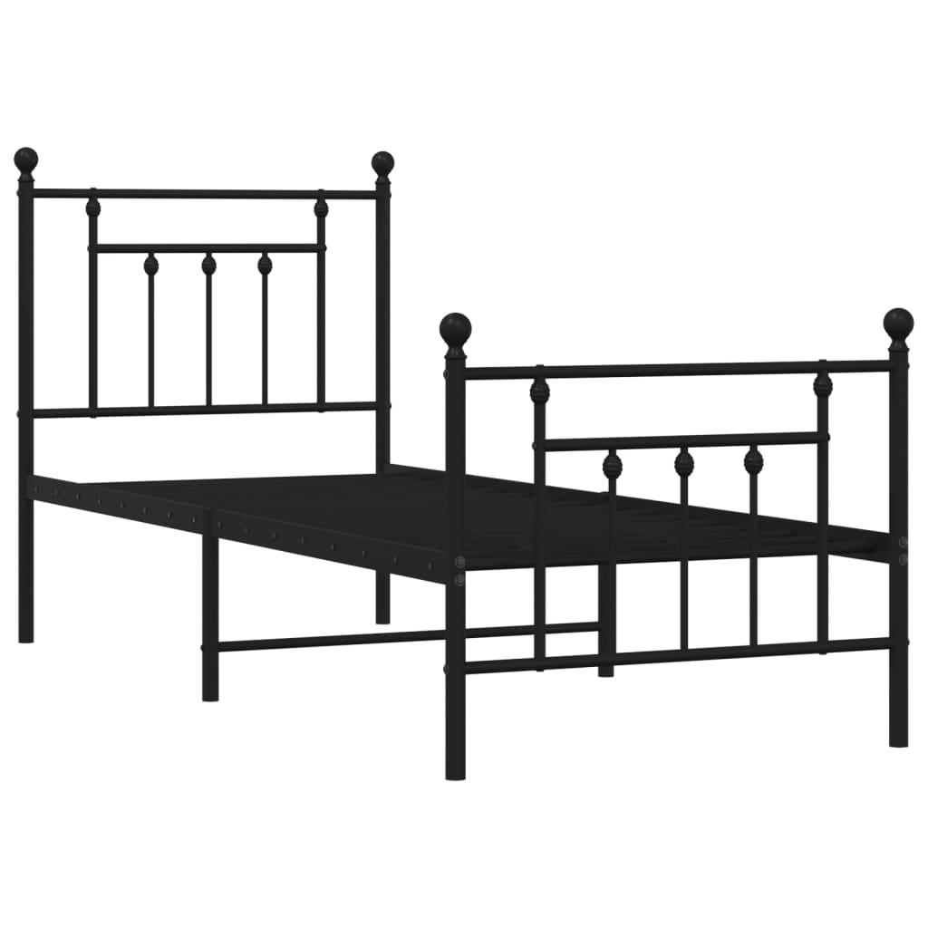 Giroletto con Testiera e Pediera Metallo Nero 75x190 cm | homemem39