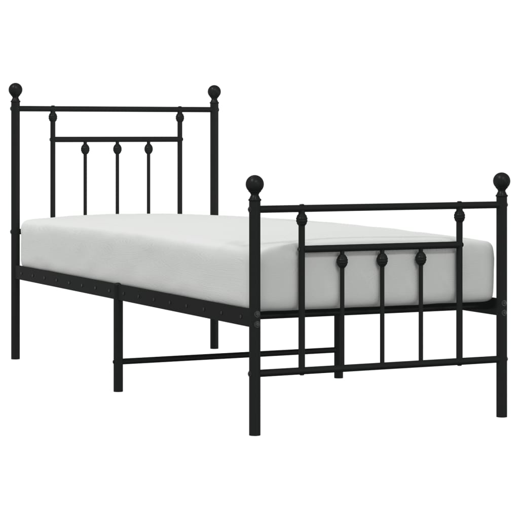 Giroletto con Testiera e Pediera Metallo Nero 75x190 cm | homemem39