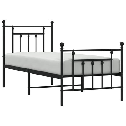 Giroletto con Testiera e Pediera Metallo Nero 75x190 cm | homemem39