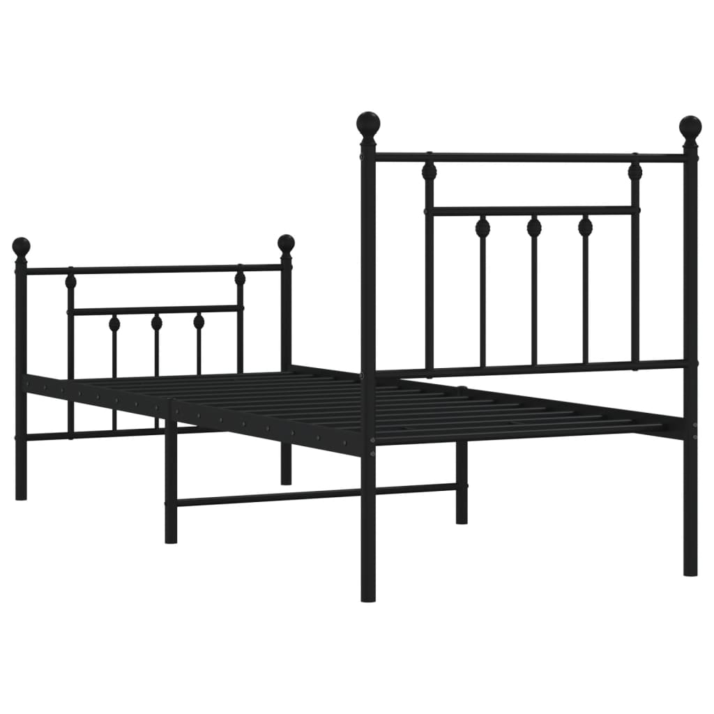 Giroletto con Testiera e Pediera Metallo Nero 75x190 cm | homemem39