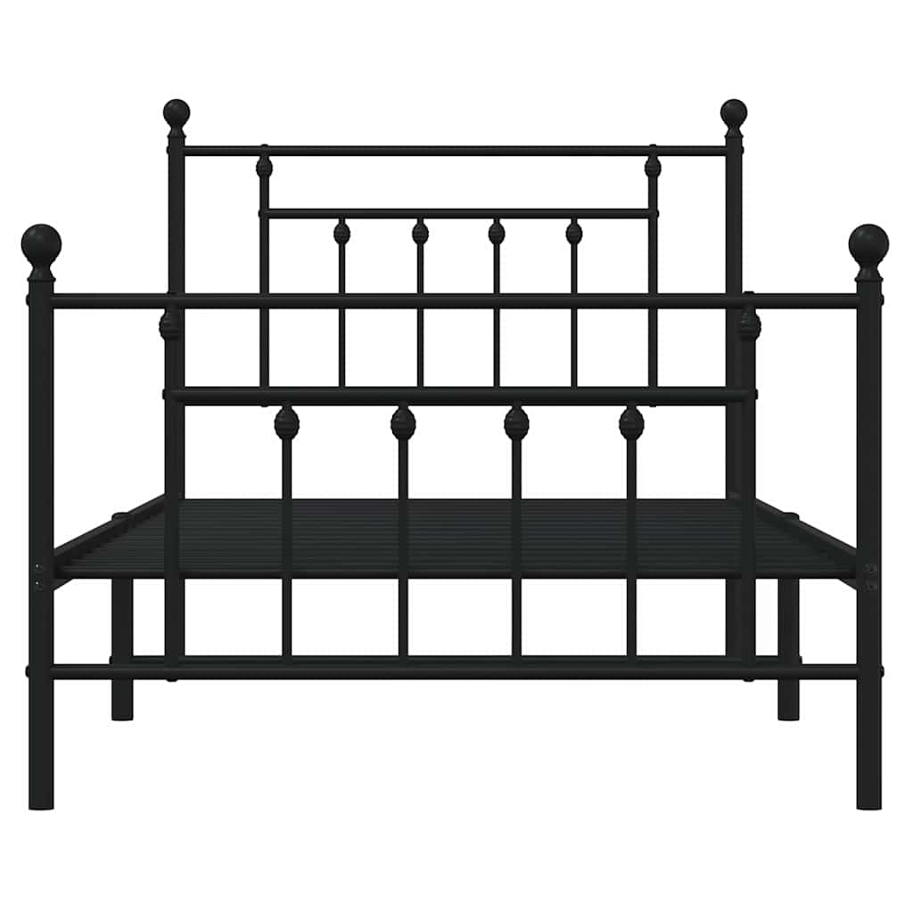 Giroletto con Testiera e Pediera Metallo Nero 100x190 cm