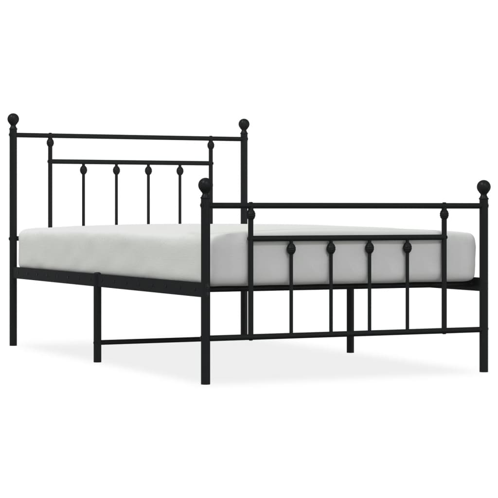 Giroletto con Testiera e Pediera Metallo Nero 107x203 cm